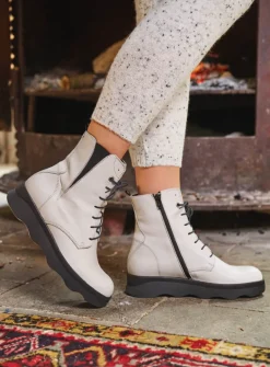 DAMES Wolky Veterlaarzen|Herfst/Winter<Akita - winterwit leer