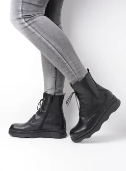 DAMES Wolky Veterlaarzen|Herfst/Winter<Akita - zwart leer