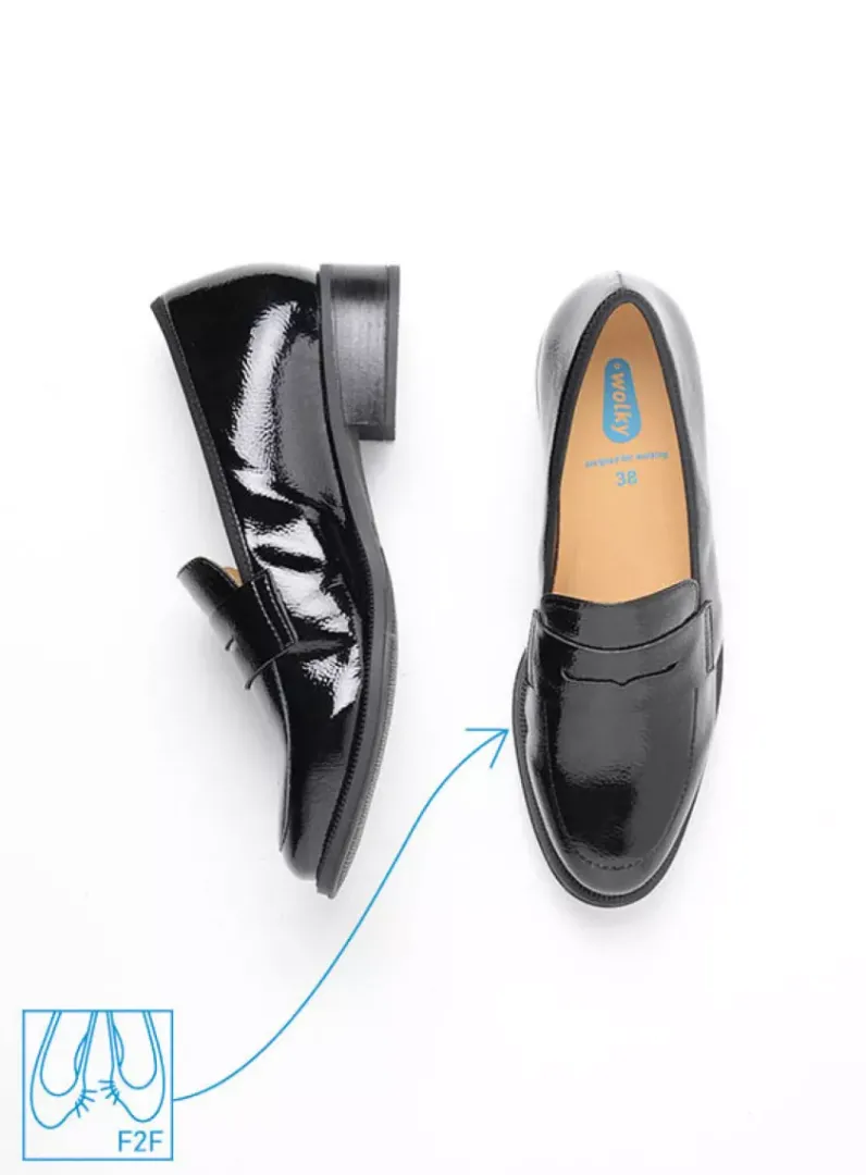 DAMES Wolky Instappers|Herfst/Winter<Alabama F2F - zwart lak stretch biocare