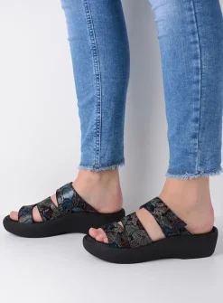 DAMES Wolky Slippers<Aporia - zwart/blauw suede