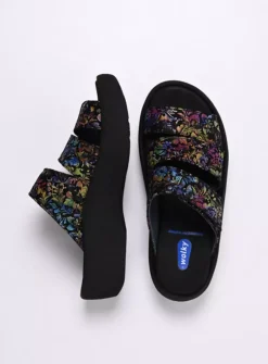 DAMES Wolky Slippers<Aporia - zwart/multi flower nubuck