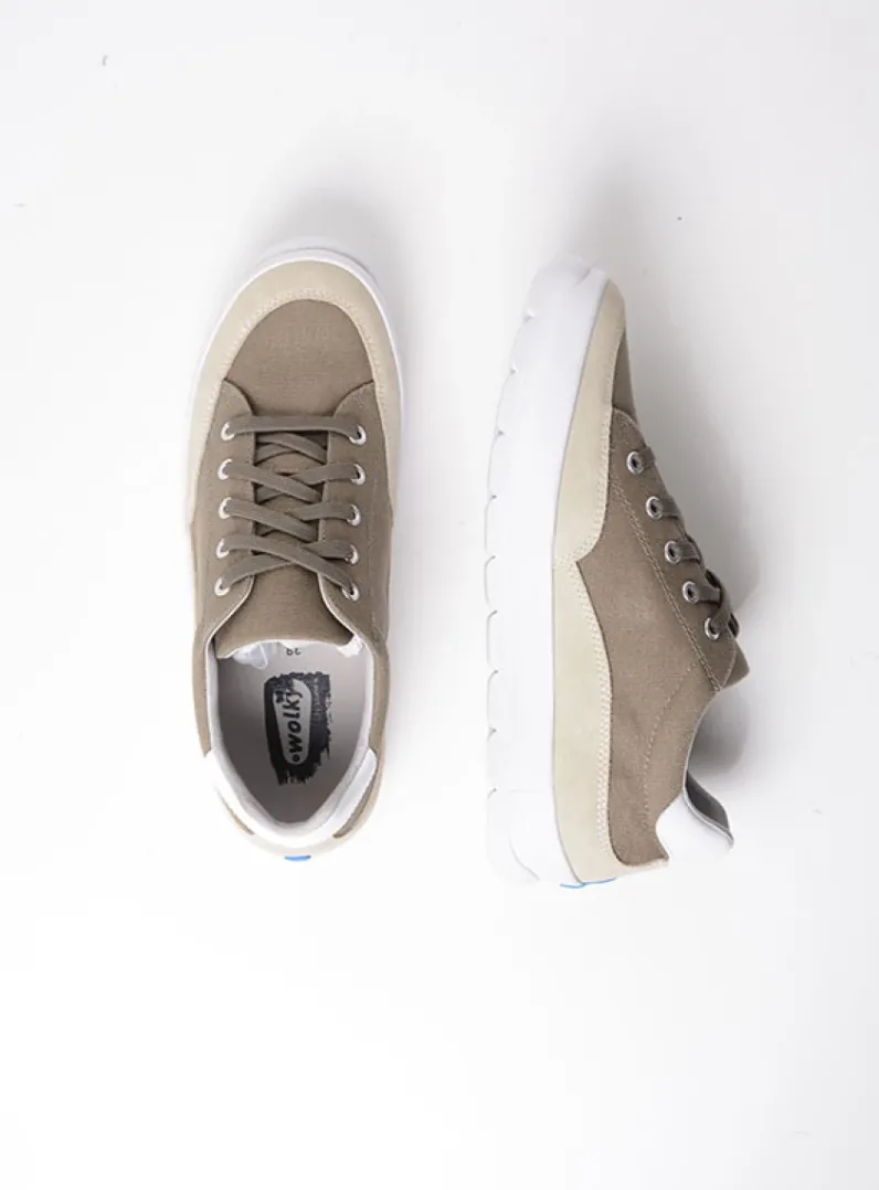 DAMES Wolky Lage Veterschoenen|Sneakers<Babati - kaki canvas/suede