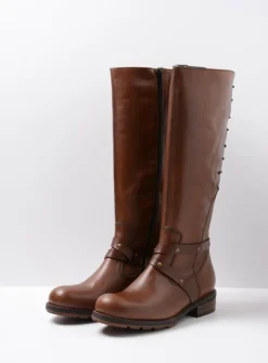 DAMES Wolky Veterlaarzen|Lange Laarzen<Belmore - cognac leer