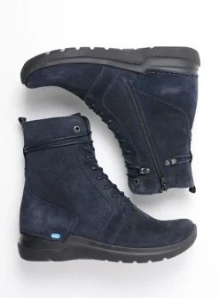 DAMES Wolky Hoge Veterschoenen|Veterlaarzen<Bluff - blauw suede