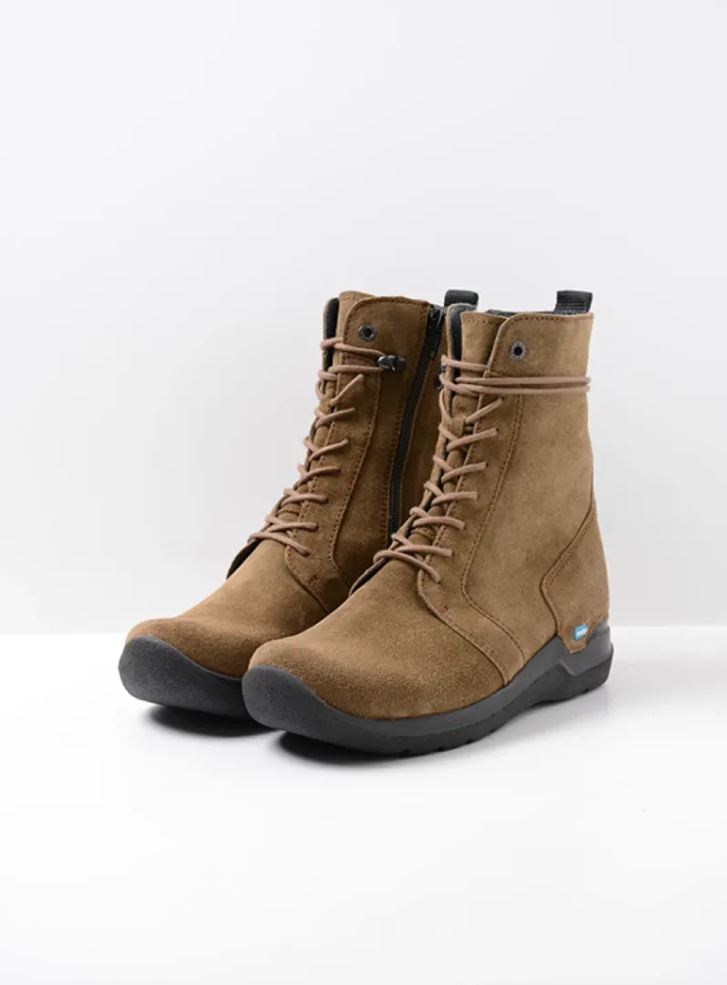 DAMES Wolky Hoge Veterschoenen|Veterlaarzen<Bluff - donker taupe suede
