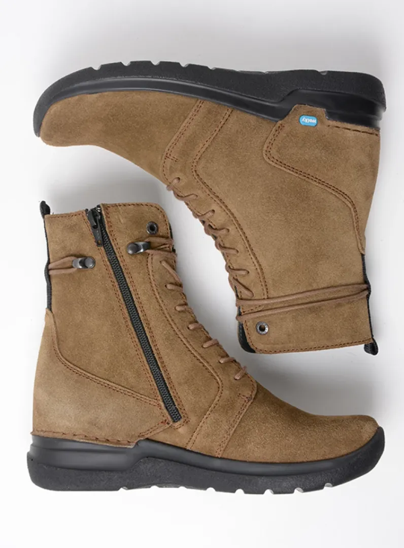DAMES Wolky Hoge Veterschoenen|Veterlaarzen<Bluff - donker taupe suede