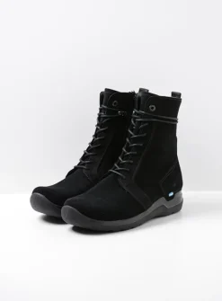 DAMES Wolky Hoge Veterschoenen|Veterlaarzen<Bluff - zwart suede