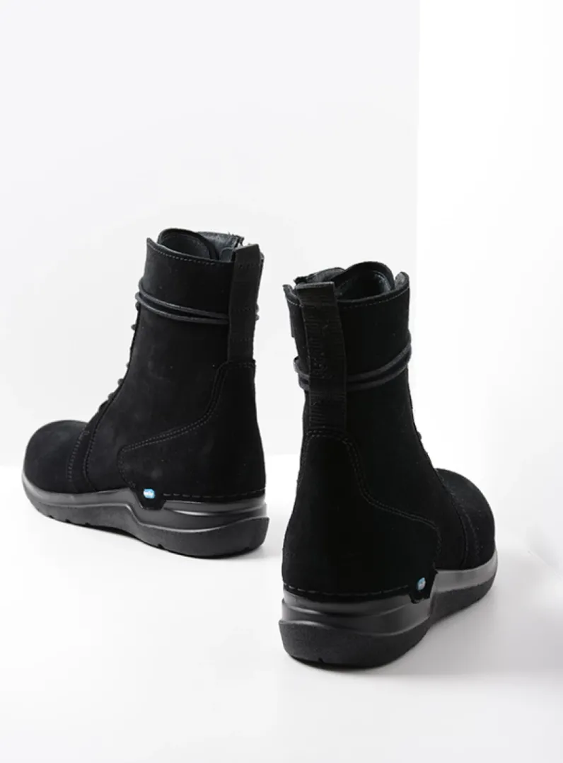 DAMES Wolky Hoge Veterschoenen|Veterlaarzen<Bluff - zwart suede
