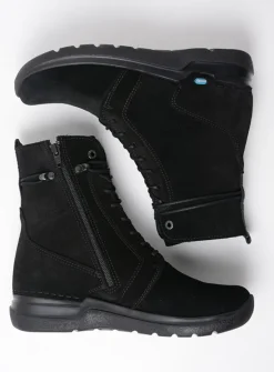 DAMES Wolky Hoge Veterschoenen|Veterlaarzen<Bluff - zwart suede