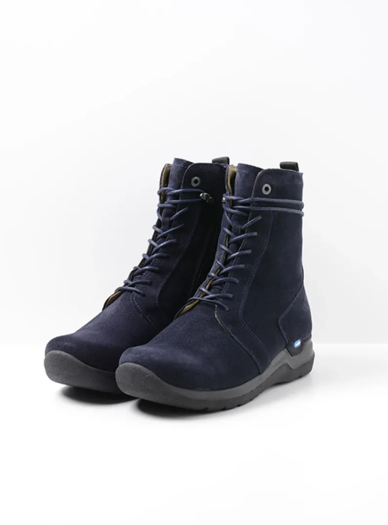 DAMES Wolky Hoge Veterschoenen|Veterlaarzen<Bluff DB - blauw suede
