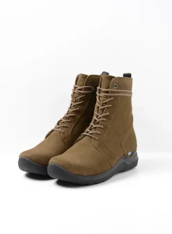 DAMES Wolky Hoge Veterschoenen|Veterlaarzen<Bluff DB - donker taupe suede