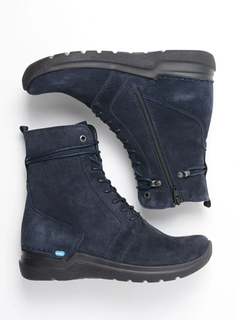 DAMES Wolky Hoge Veterschoenen|Veterlaarzen<Bluff HV - blauw suede