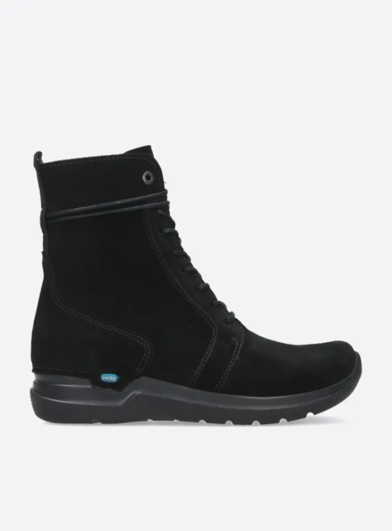 DAMES Wolky Hoge Veterschoenen|Veterlaarzen<Bluff HV - zwart suede