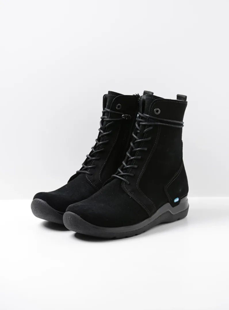 DAMES Wolky Hoge Veterschoenen|Veterlaarzen<Bluff HV - zwart suede