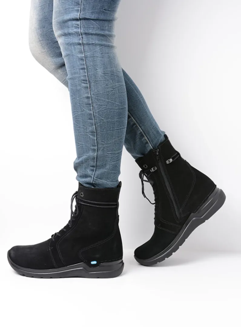 DAMES Wolky Hoge Veterschoenen|Veterlaarzen<Bluff HV - zwart suede