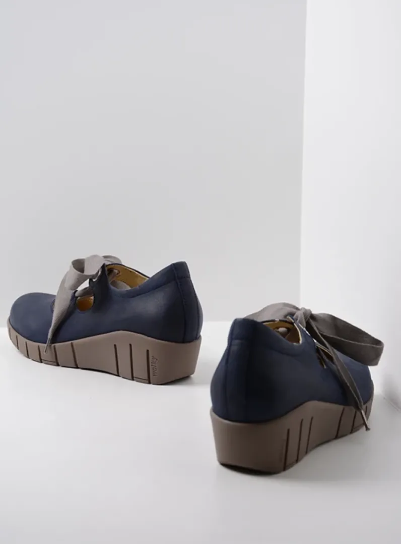 DAMES Wolky Lage Veterschoenen|Herfst/Winter<Boston - blauw zomer nubuck