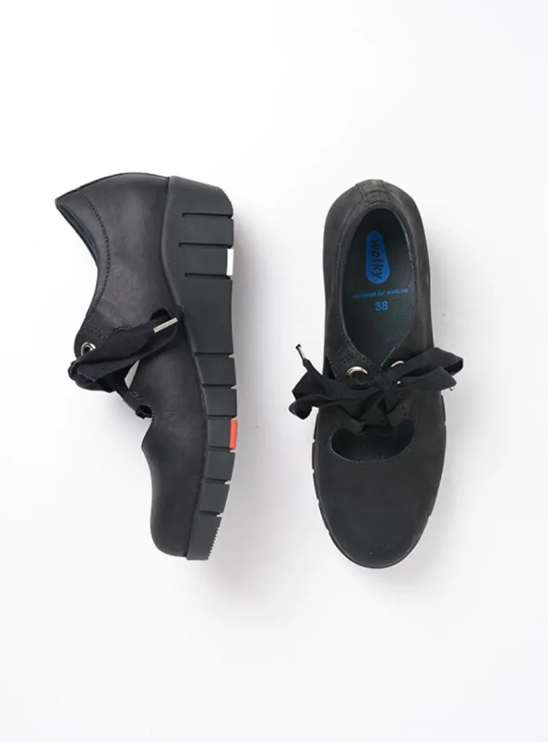 DAMES Wolky Lage Veterschoenen|Herfst/Winter<Boston - zwart nubuck