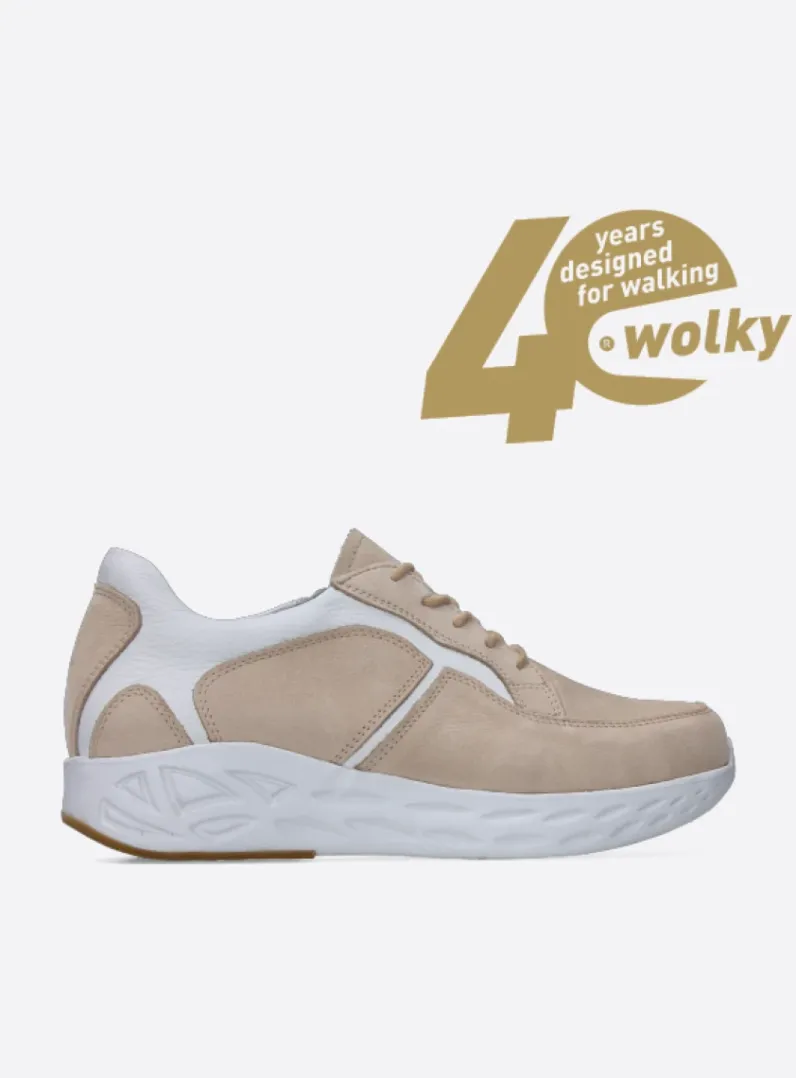 DAMES Wolky Lage Veterschoenen|Wandelschoenen<Bounce - beige-wit nubuck