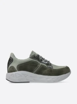 DAMES Wolky Lage Veterschoenen|Wandelschoenen<Bounce - grijsgroen combi leer