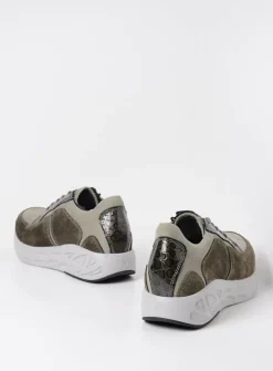 DAMES Wolky Lage Veterschoenen|Wandelschoenen<Bounce - grijsgroen combi leer