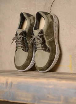 DAMES Wolky Lage Veterschoenen|Wandelschoenen<Bounce - grijsgroen combi leer