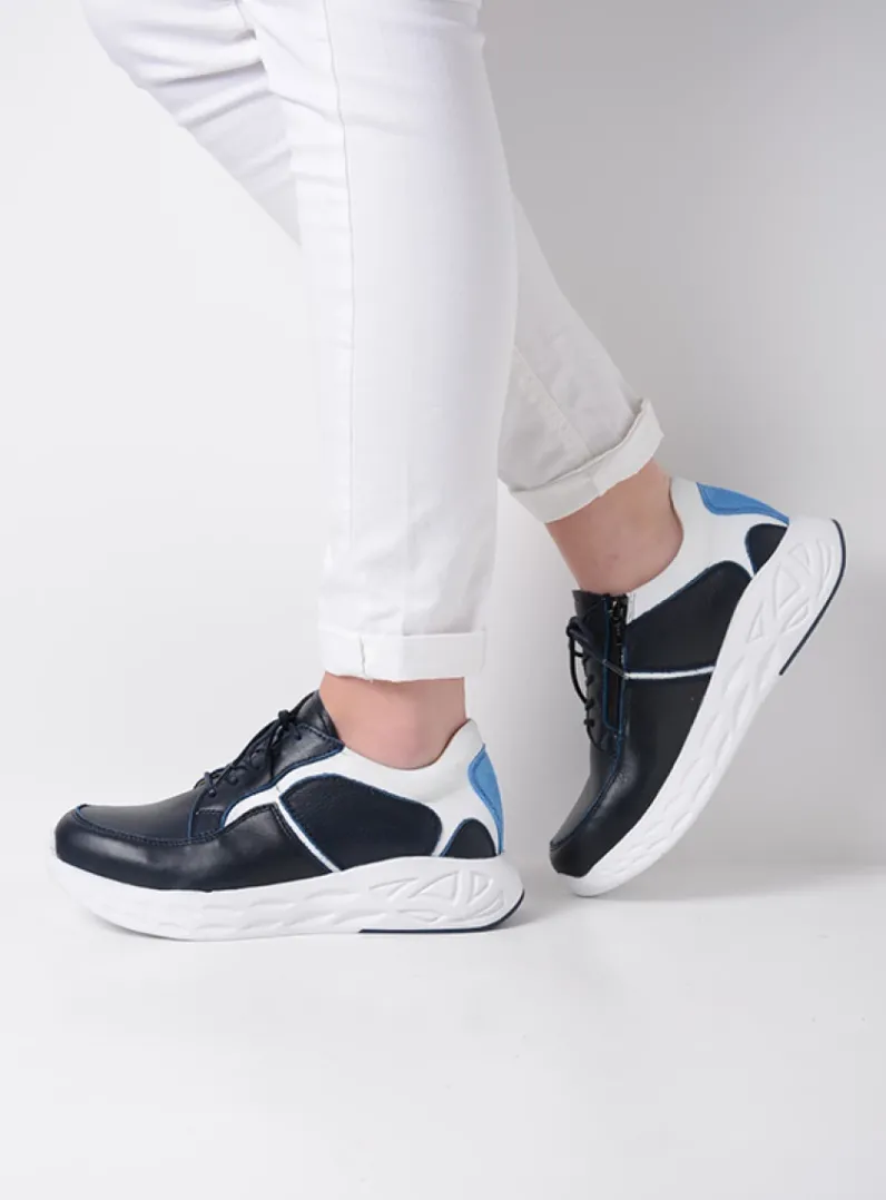 DAMES Wolky Lage Veterschoenen|Wandelschoenen<Bounce - wit/blauw combi leer