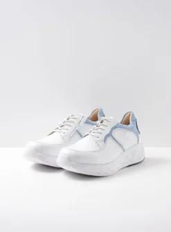 DAMES Wolky Lage Veterschoenen|Wandelschoenen<Bounce - wit/blauw leer