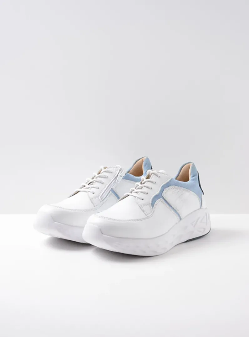 DAMES Wolky Lage Veterschoenen|Wandelschoenen<Bounce - wit/blauw leer