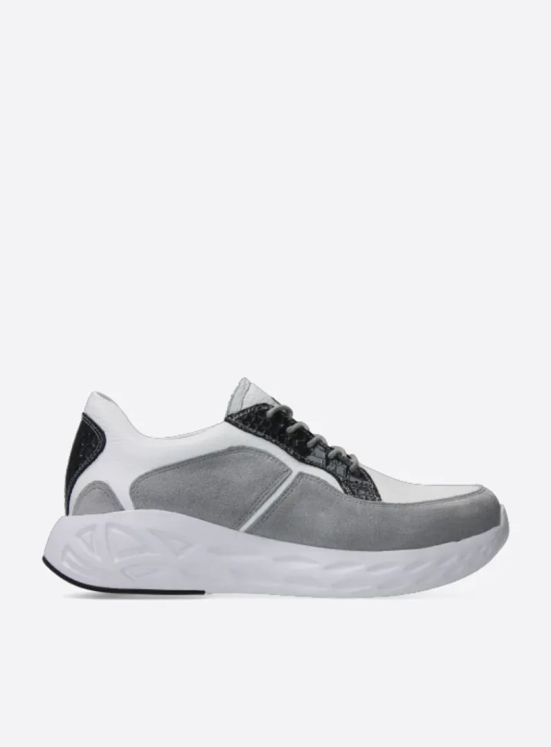 DAMES Wolky Lage Veterschoenen|Wandelschoenen<Bounce - wit/grijs combi leer