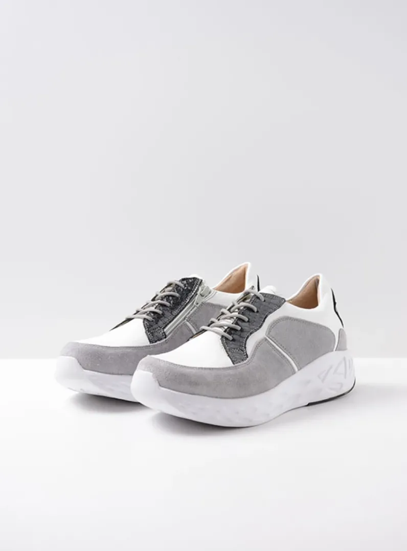DAMES Wolky Lage Veterschoenen|Wandelschoenen<Bounce - wit/grijs combi leer