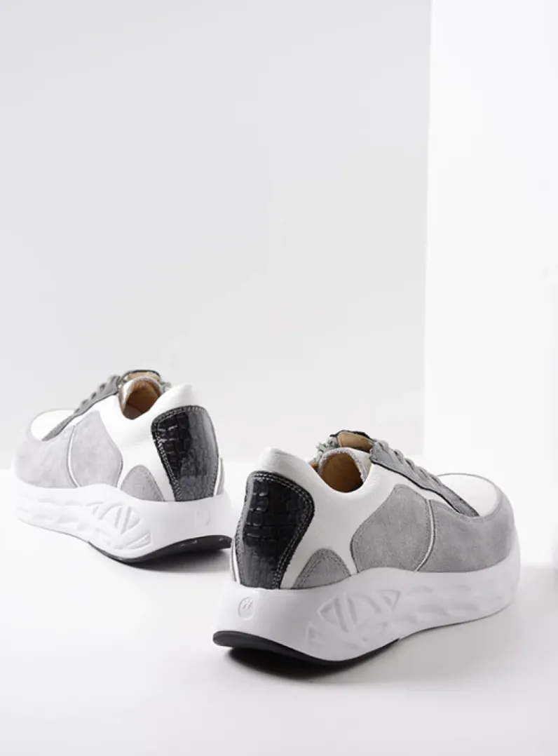 DAMES Wolky Lage Veterschoenen|Wandelschoenen<Bounce - wit/grijs combi leer