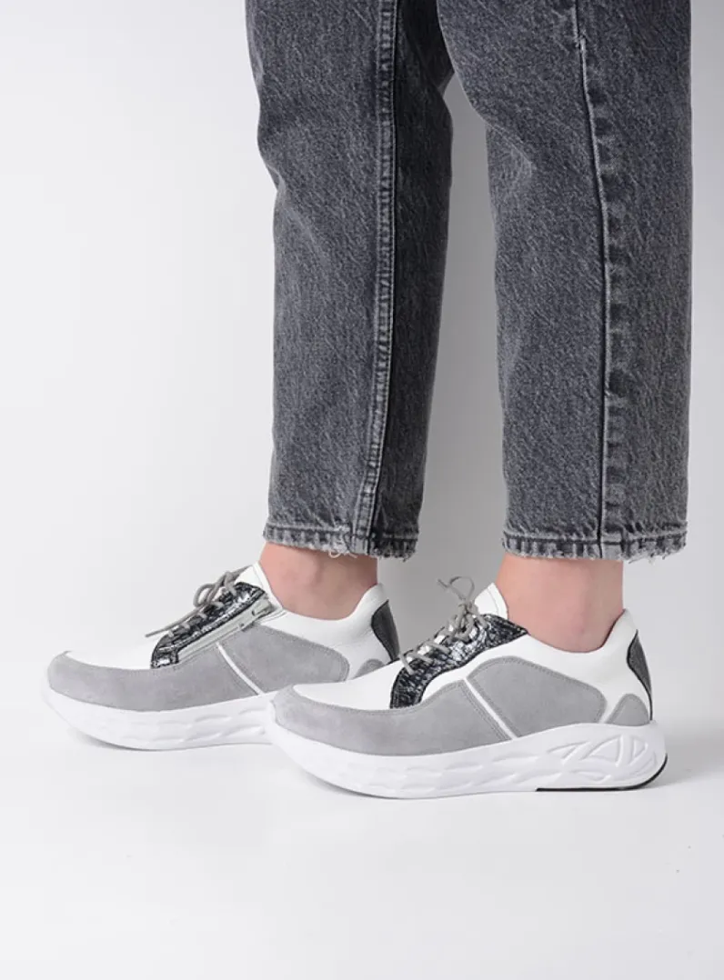 DAMES Wolky Lage Veterschoenen|Wandelschoenen<Bounce - wit/grijs combi leer