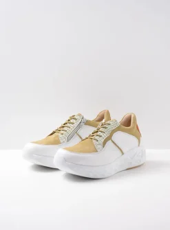 DAMES Wolky Lage Veterschoenen|Wandelschoenen<Bounce - wit/groen combi leer