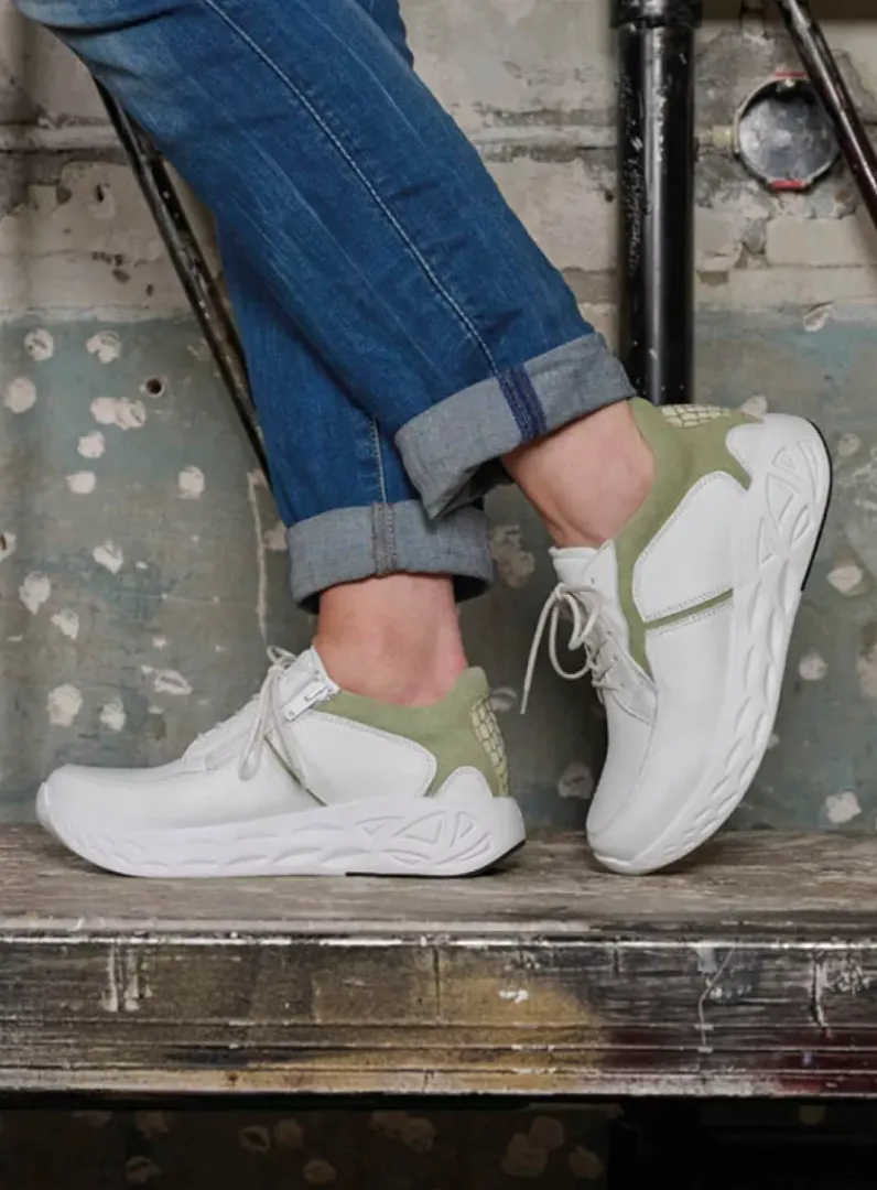 DAMES Wolky Lage Veterschoenen|Wandelschoenen<Bounce - wit/lichtgroen leer