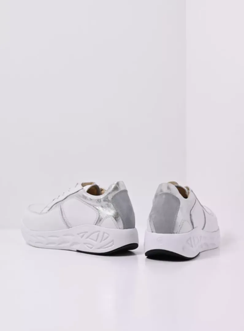 DAMES Wolky Lage Veterschoenen|Wandelschoenen<Bounce - wit/zilver leer