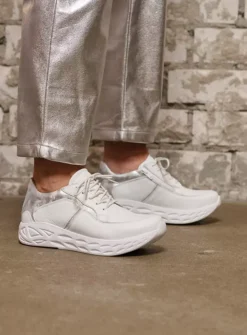DAMES Wolky Lage Veterschoenen|Wandelschoenen<Bounce - wit/zilver leer