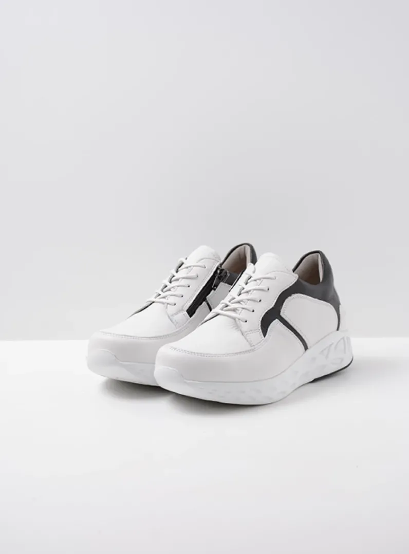 DAMES Wolky Lage Veterschoenen|Wandelschoenen<Bounce - wit/zwart leer