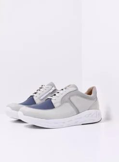 Heren Wolky Veterschoenen Heren|Sneakers Heren<Bounce Men S2F - gebroken wit/jeans combi stretch leer