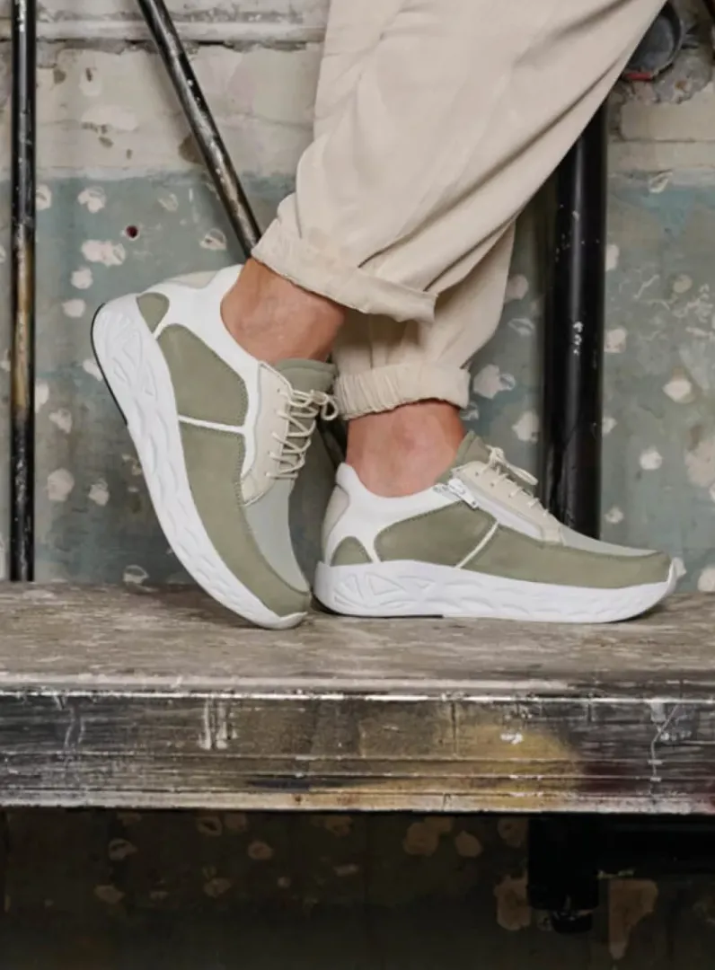 DAMES Wolky Wandelschoenen|Sneakers<Bounce S2F - grijsgroen stretchleer