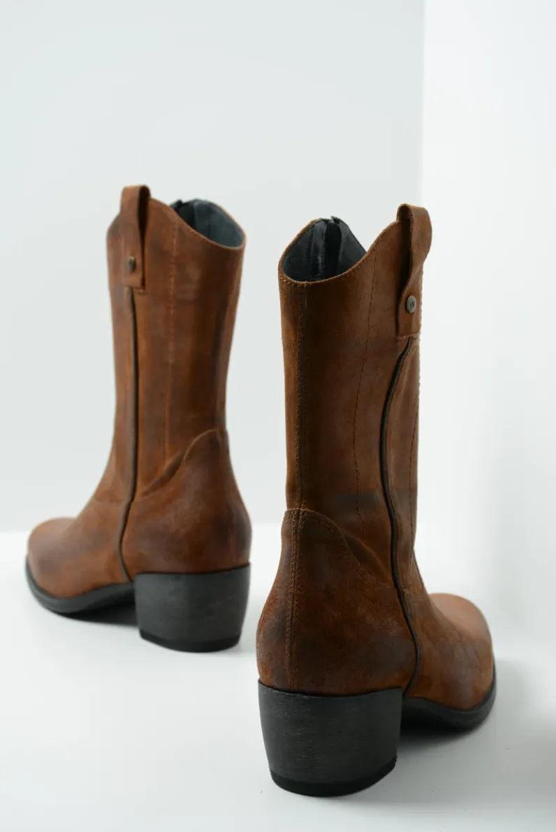 DAMES Wolky Halfhoge Laarzen|Cowboylaarzen<Caprock - cognac suede