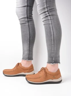 DAMES Wolky Lage Veterschoenen|Sneakers<Celebration - cognac nubuck