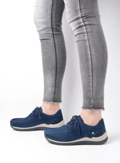 DAMES Wolky Lage Veterschoenen|Sneakers<Celebration - denimblauw nubuck