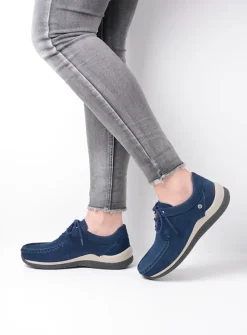 DAMES Wolky Lage Veterschoenen|Sneakers<Celebration - denimblauw nubuck