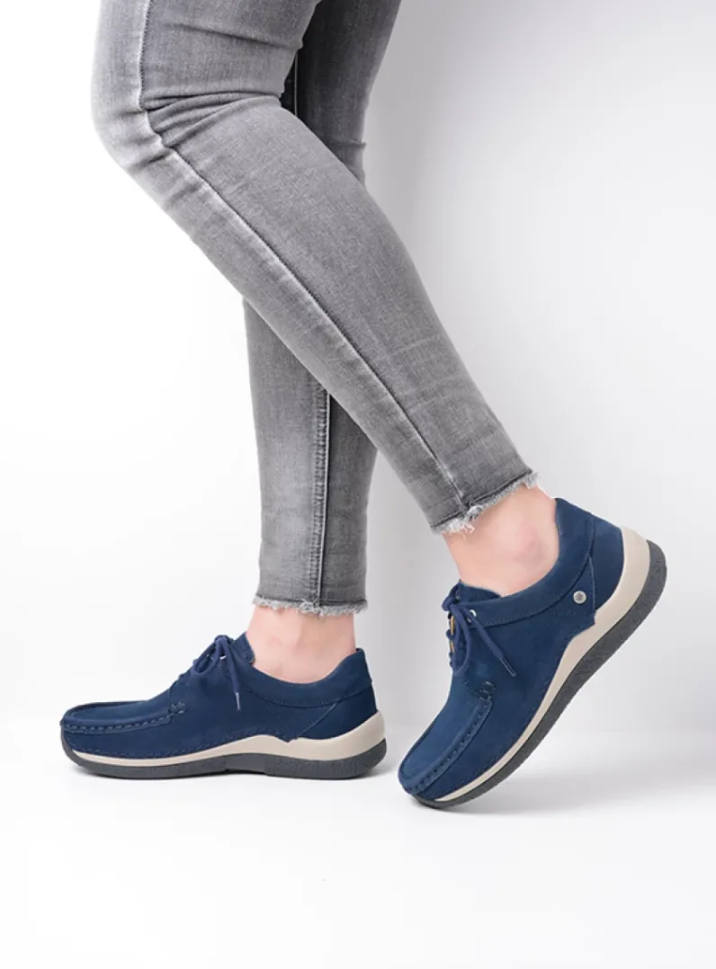 DAMES Wolky Lage Veterschoenen|Sneakers<Celebration - denimblauw nubuck
