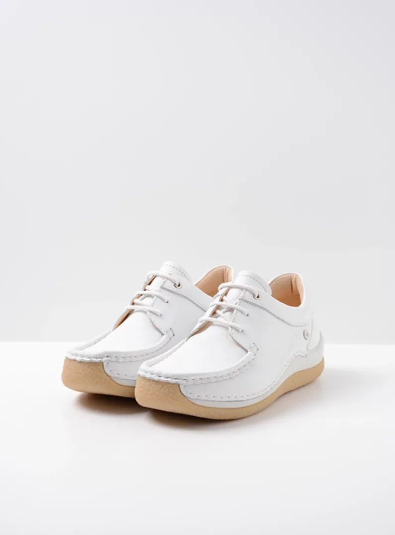 DAMES Wolky Lage Veterschoenen|Sneakers<Celebration - wit leer