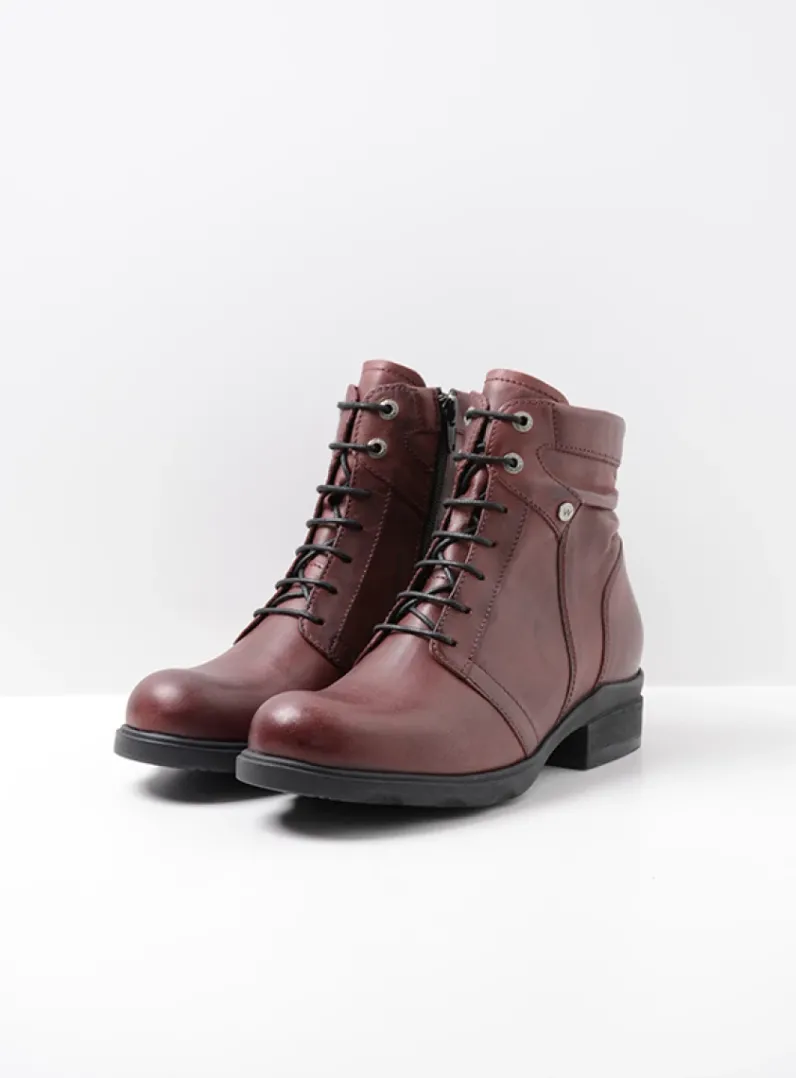 DAMES Wolky Veterlaarzen|Biker Boots<Center XW - bordeauxrood leer