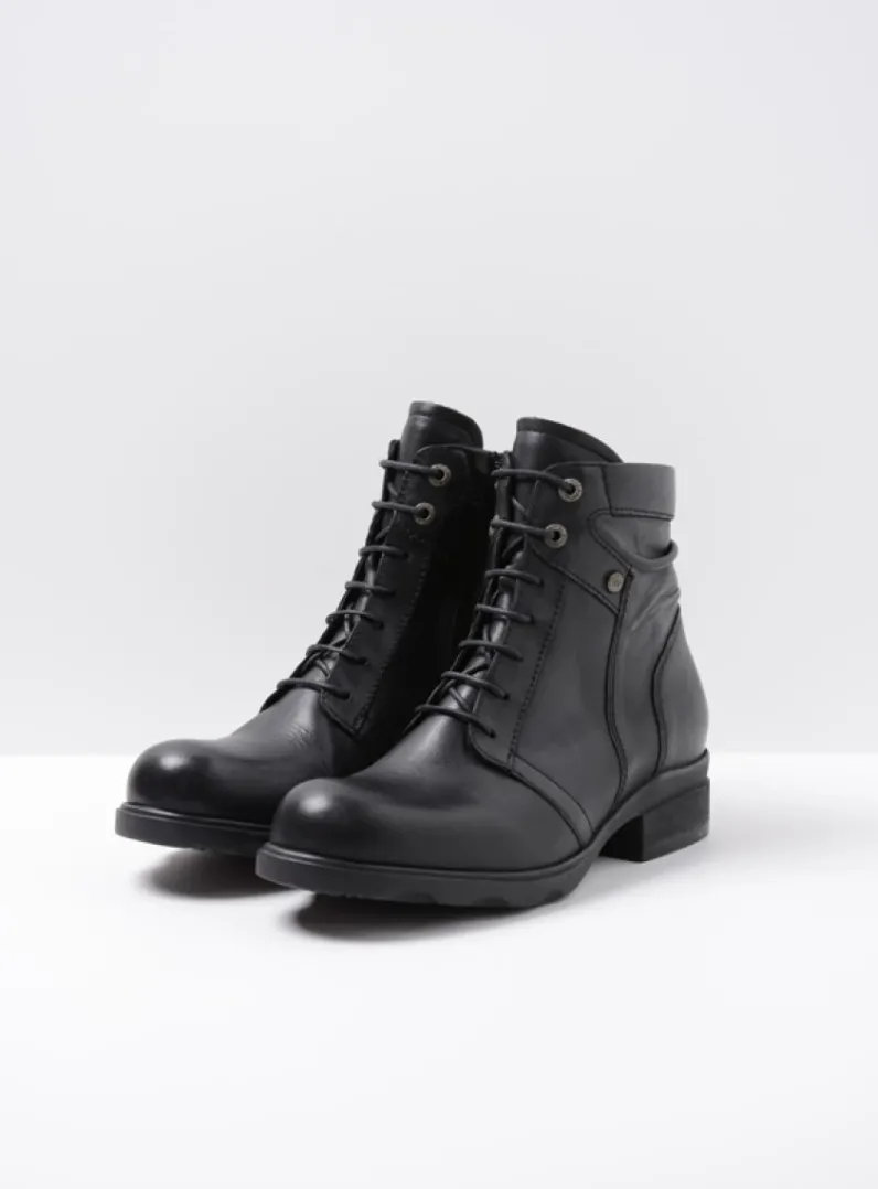 DAMES Wolky Veterlaarzen|Biker Boots<Center XW - zwart leer