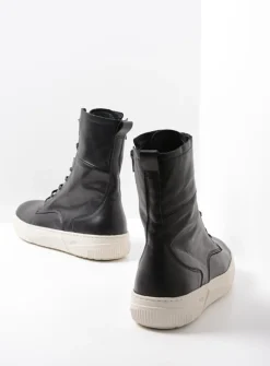 DAMES Wolky Hoge Veterschoenen|Veterlaarzen<Check - zwart leer