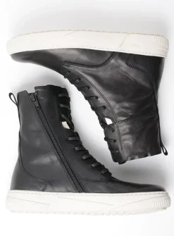 DAMES Wolky Hoge Veterschoenen|Veterlaarzen<Check - zwart leer