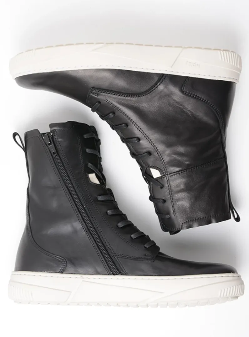 DAMES Wolky Hoge Veterschoenen|Veterlaarzen<Check - zwart leer